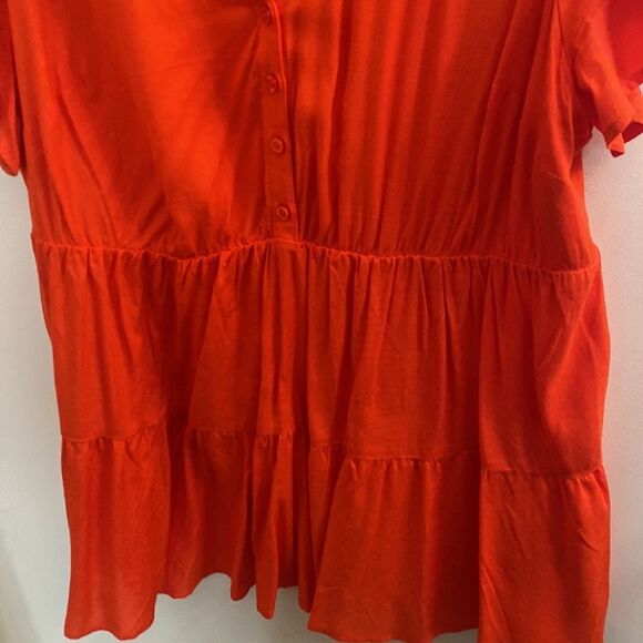 Torrid Orange Collared Peplum Top - Picture 3 of 4